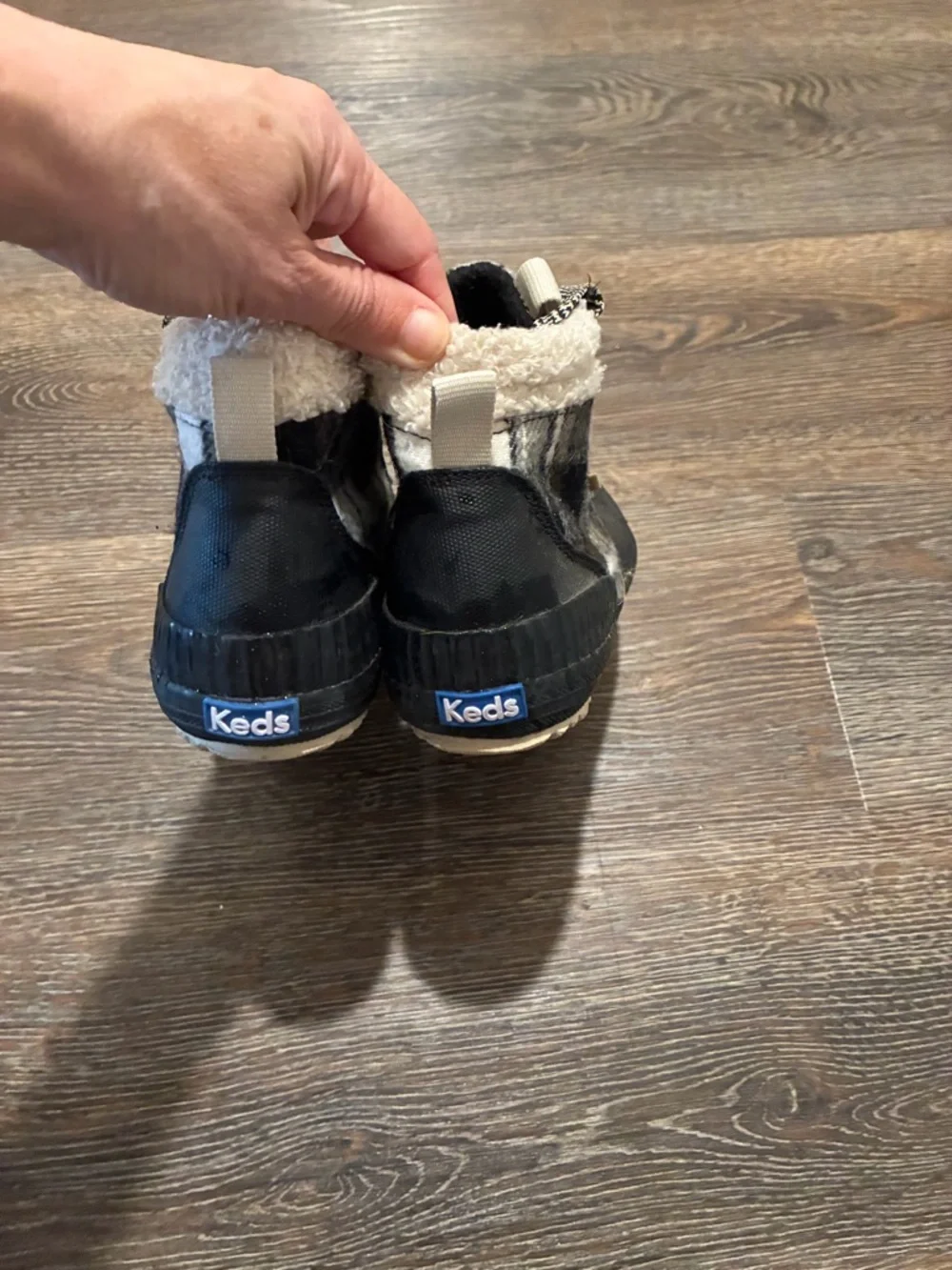 Keds Black and White Plaid Sherpa-Lined womens Boots